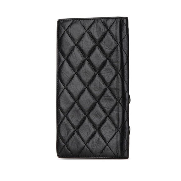 CHANEL Black Lambskin Leather Logo Wallet - Picture 2 of 8
